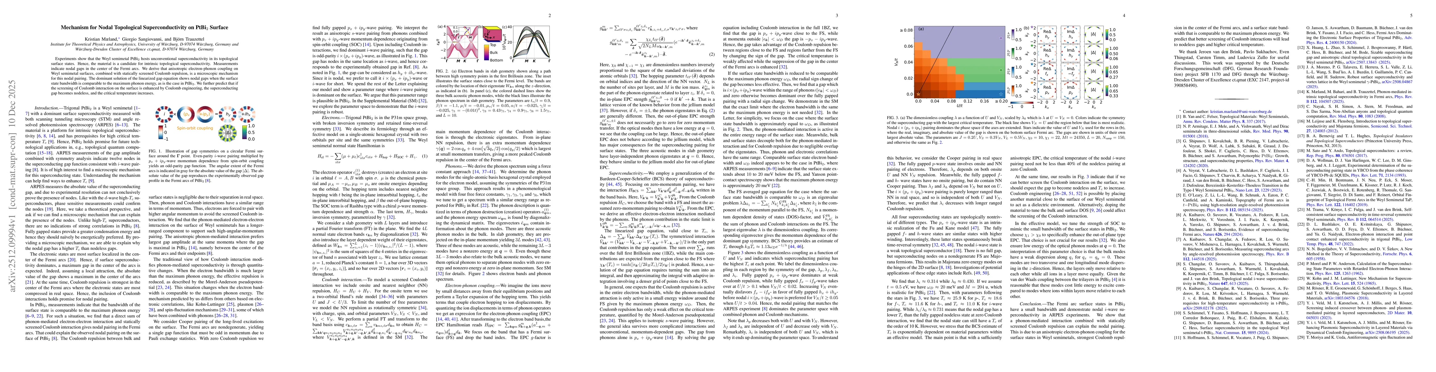 Thumbnail for Mechanism for Nodal Topological Superconductivity on PtBi$_2$ Surface