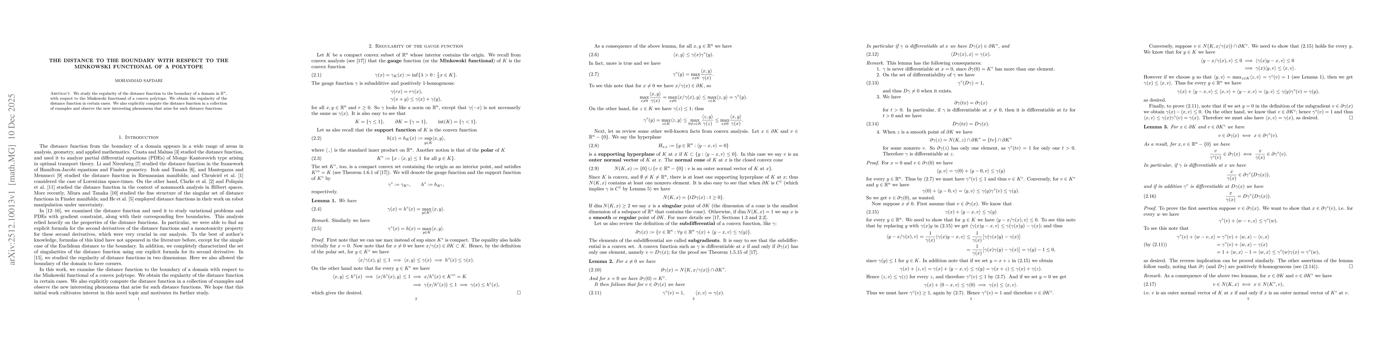 Thumbnail for The distance to the boundary with respect to the Minkowski functional of a polytope