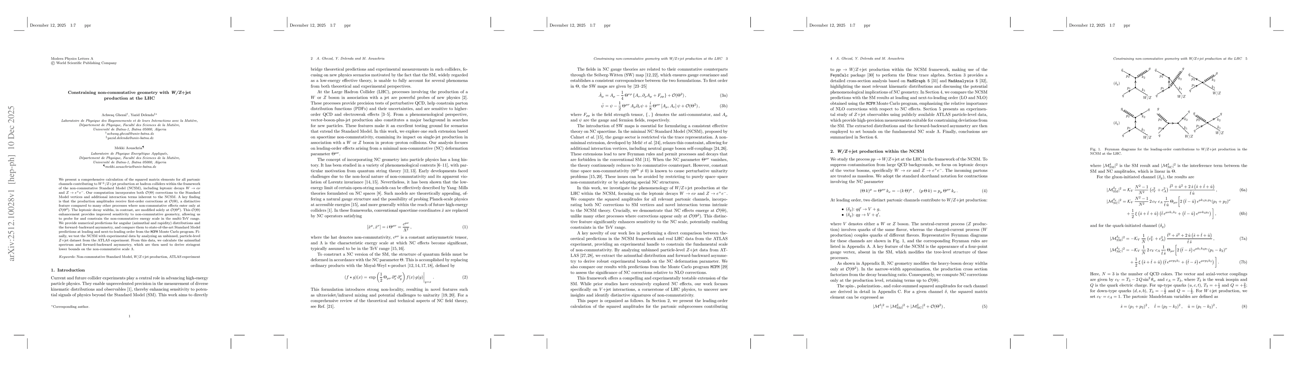 Thumbnail for Constraining non-commutative geometry with W/Z+jet production at the LHC