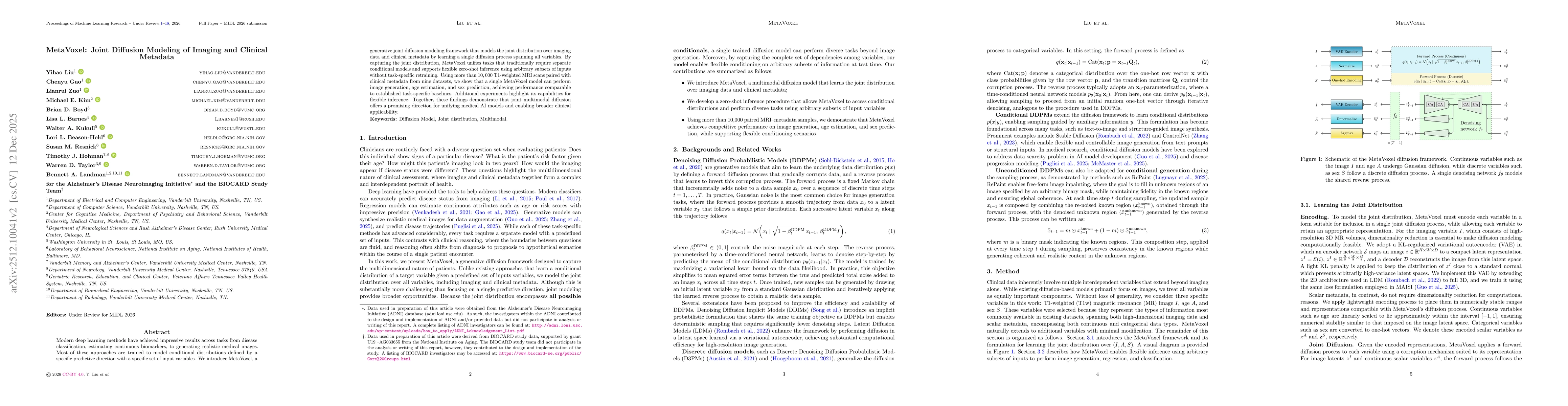 Thumbnail for MetaVoxel: Joint Diffusion Modeling of Imaging and Clinical Metadata