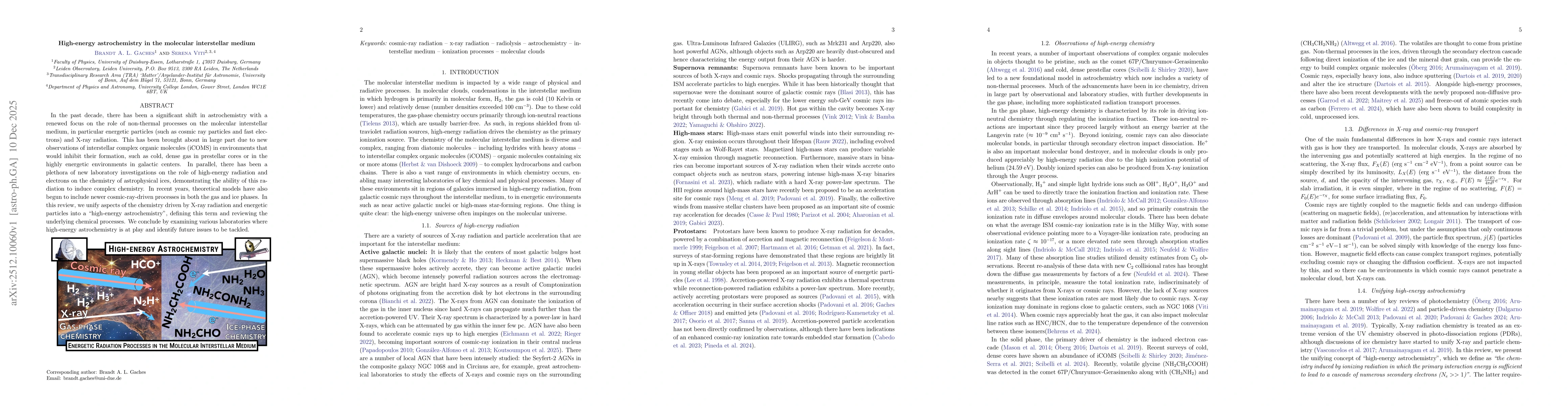 Thumbnail for High-energy astrochemistry in the molecular interstellar medium