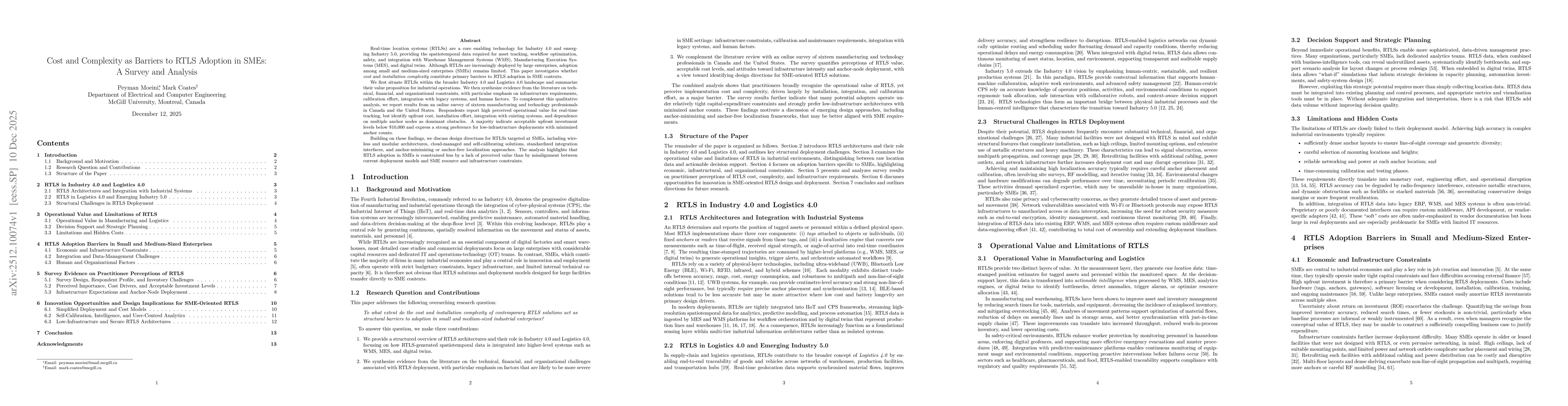 Thumbnail for Cost and Complexity as Barriers to RTLS Adoption in SMEs: A Survey and Analysis