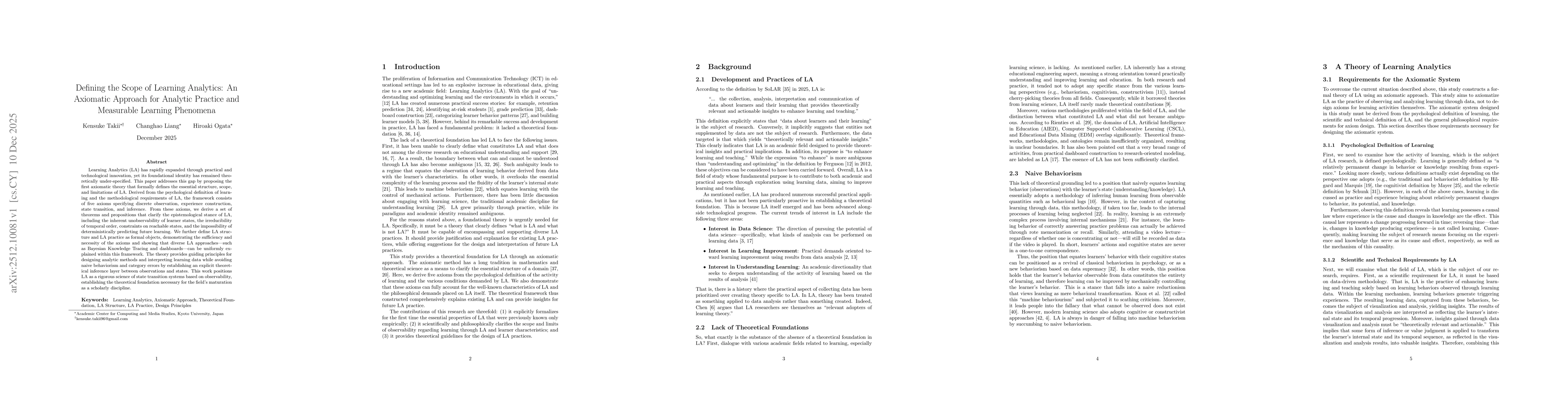 Thumbnail for Defining the Scope of Learning Analytics: An Axiomatic Approach for Analytic Practice and Measurable Learning Phenomena