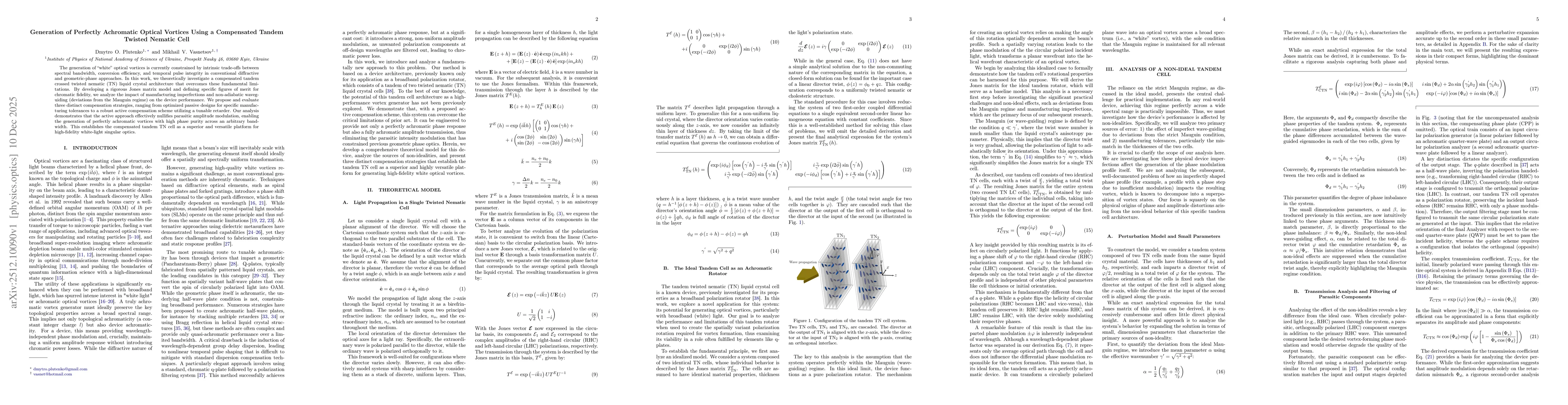 Thumbnail for Generation of Perfectly Achromatic Optical Vortices Using a Compensated Tandem Twisted Nematic Cell
