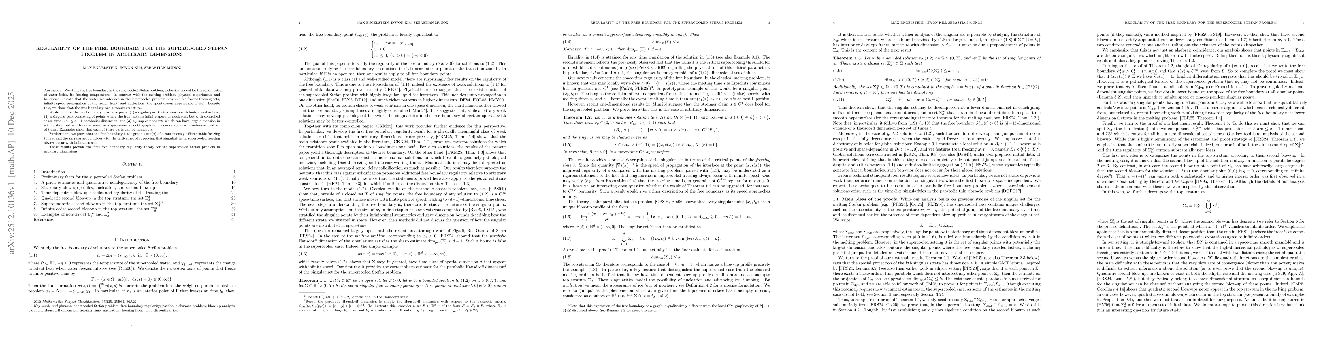 Thumbnail for Regularity of the free boundary for the supercooled Stefan problem in arbitrary dimensions