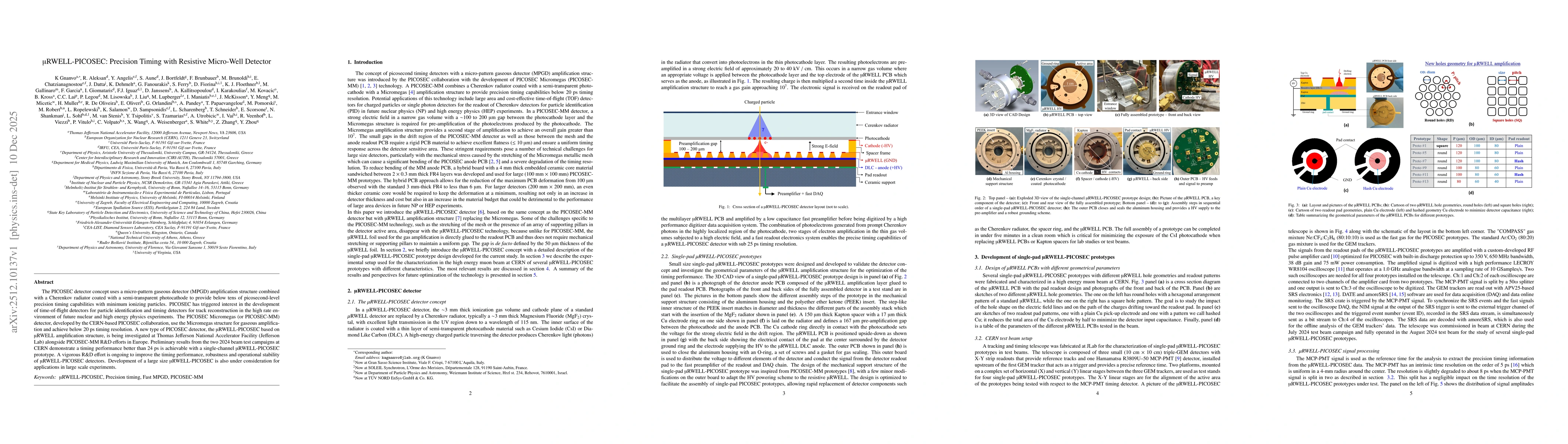 Thumbnail for μRWELL-PICOSEC: Precision Timing with Resistive Micro-Well Detector