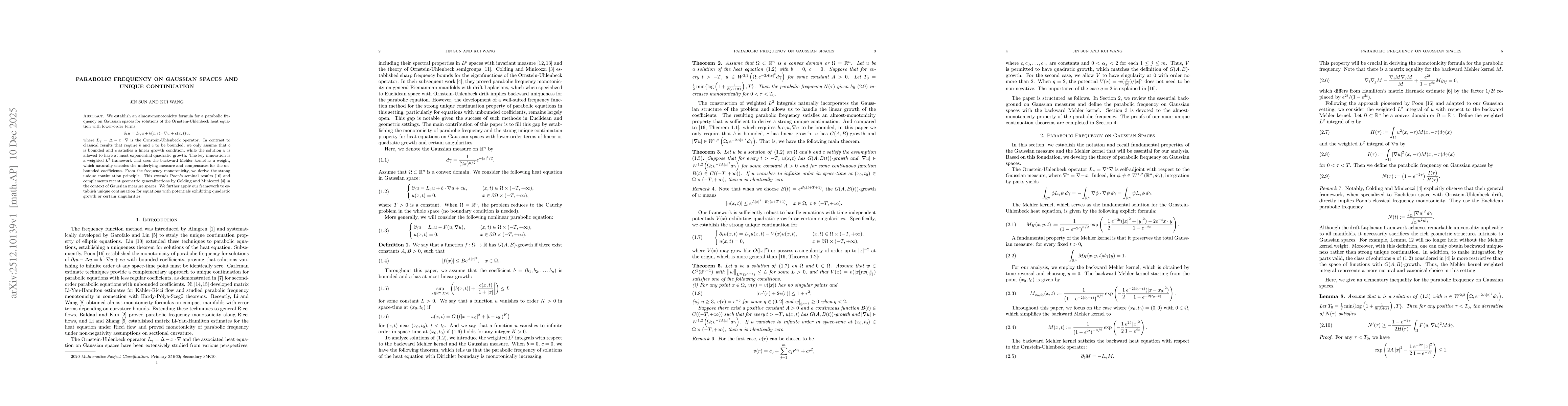Thumbnail for Parabolic Frequency on Gaussian Spaces and Unique Continuation