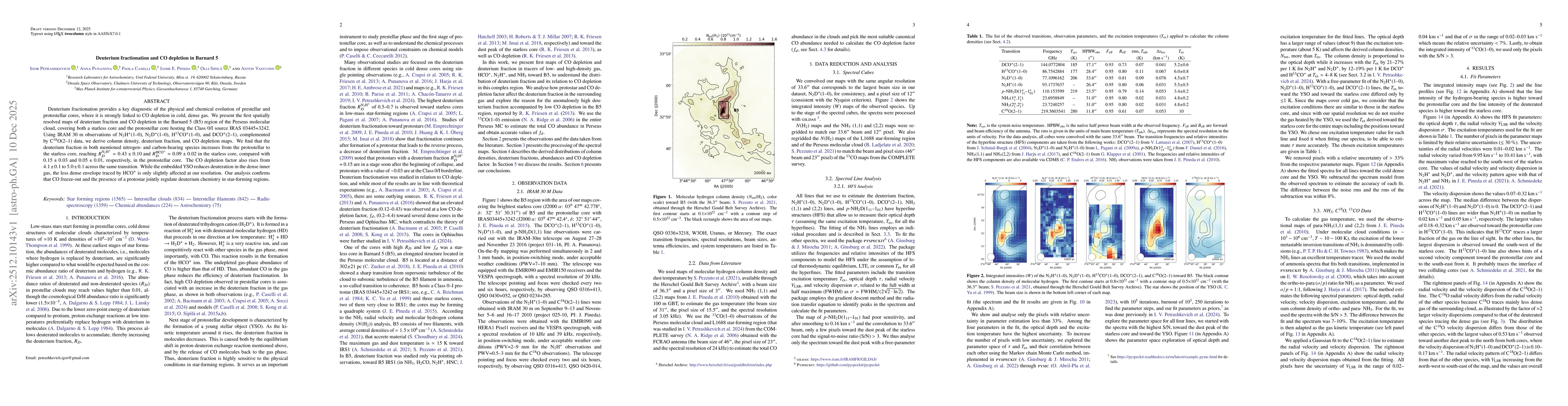 Thumbnail for Deuterium fractionation and CO depletion in Barnard 5