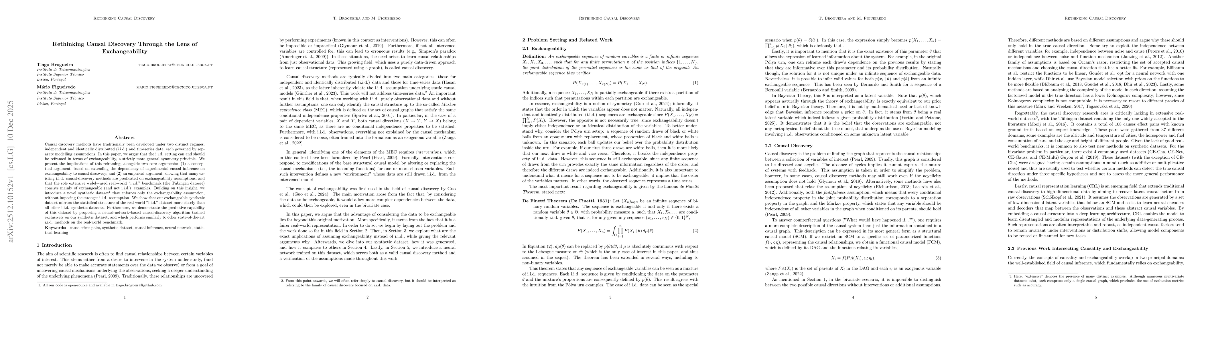 Thumbnail for Rethinking Causal Discovery Through the Lens of Exchangeability