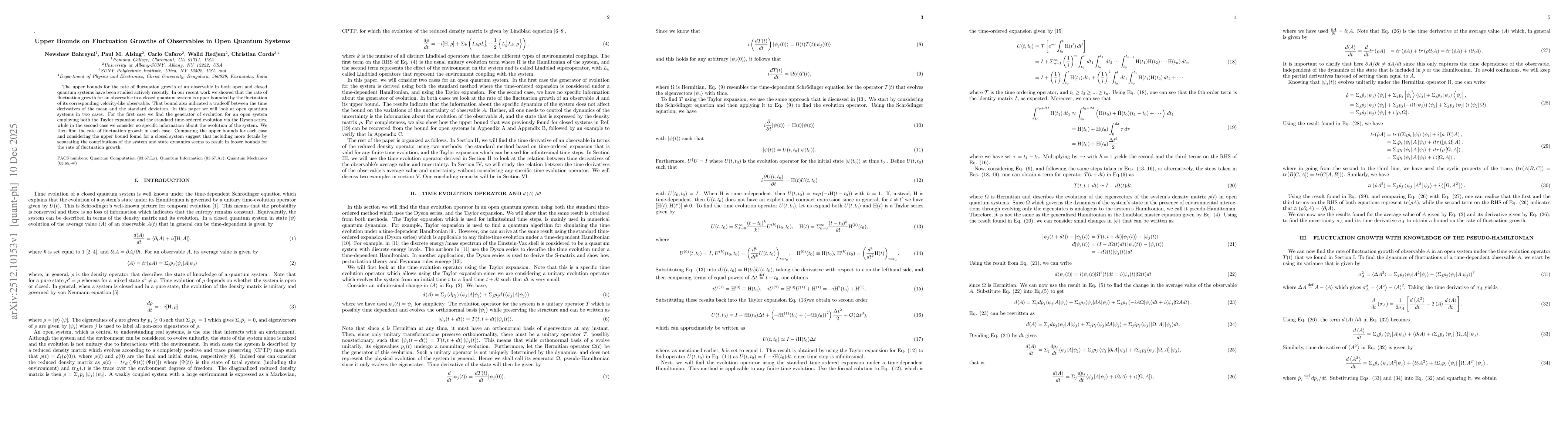 Thumbnail for Upper Bounds on Fluctuation Growths of Observables in Open Quantum Systems