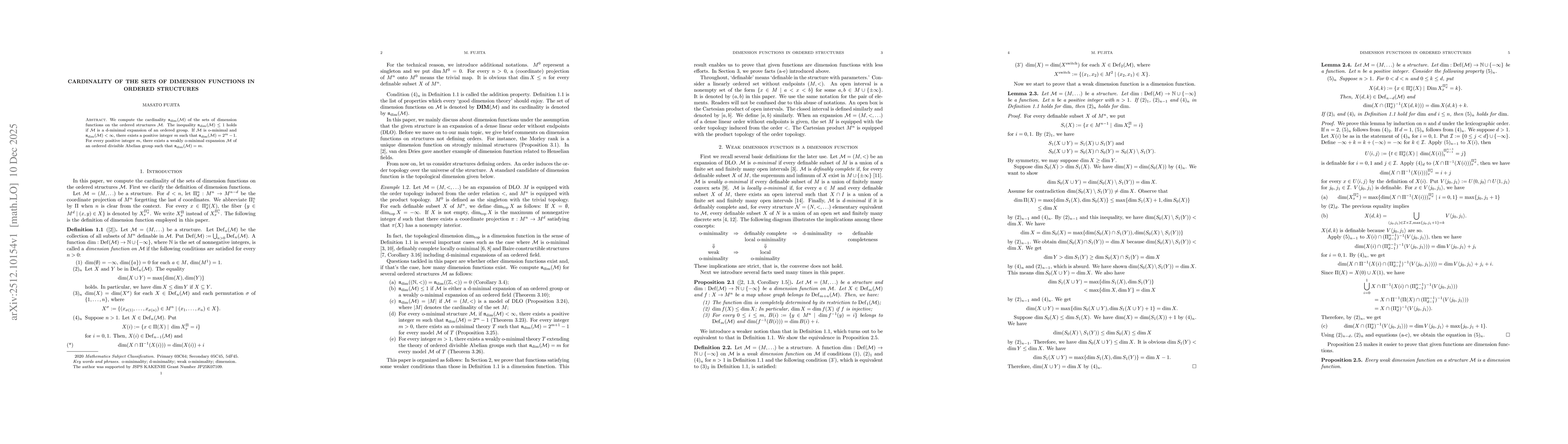 Thumbnail for Cardinality of the sets of dimension functions in ordered structures