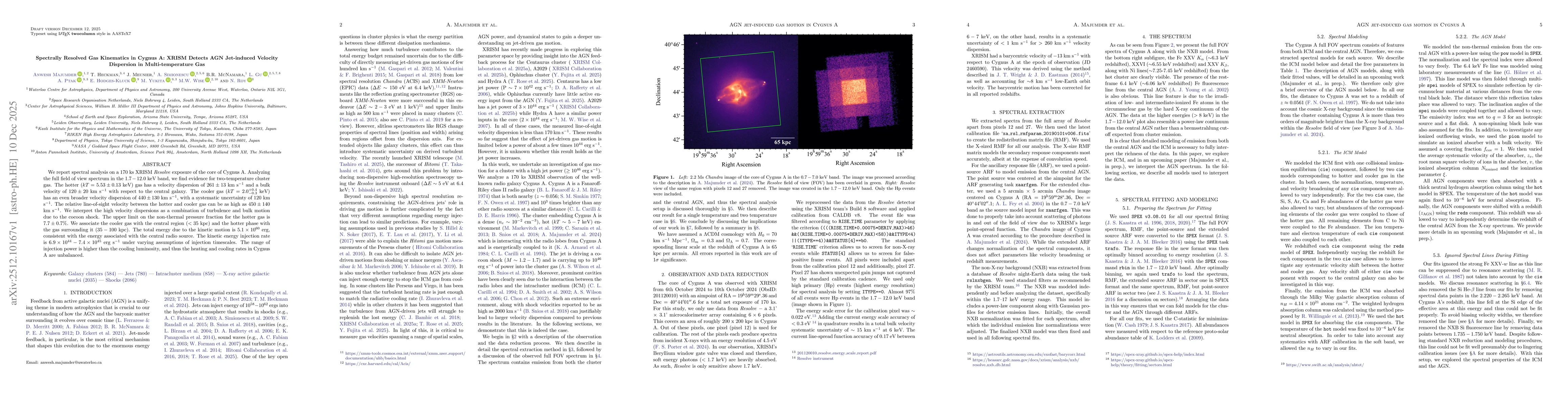 Thumbnail for Spectrally Resolved Gas Kinematics in Cygnus A: XRISM Detects AGN Jet-induced Velocity Dispersion in Multi-temperature Gas