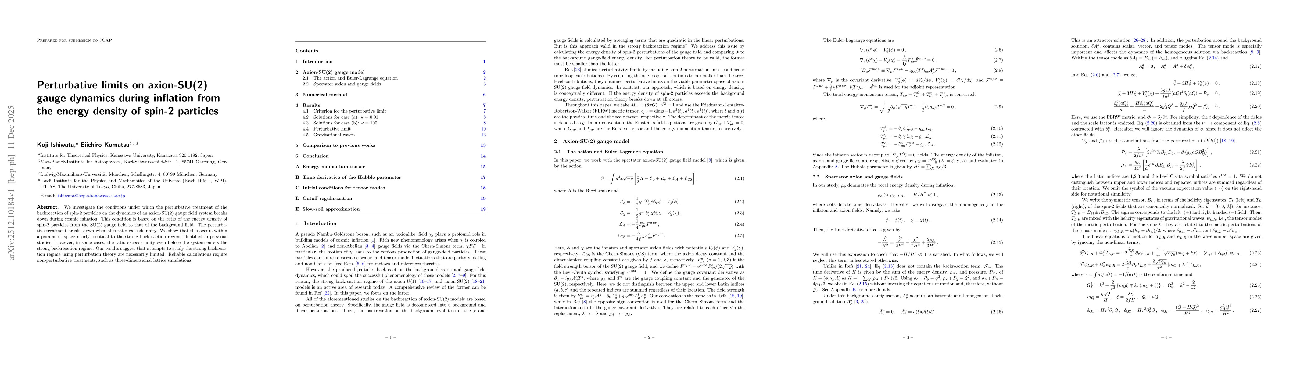 Thumbnail for Perturbative limits on axion-SU(2) gauge dynamics during inflation from the energy density of spin-2 particles