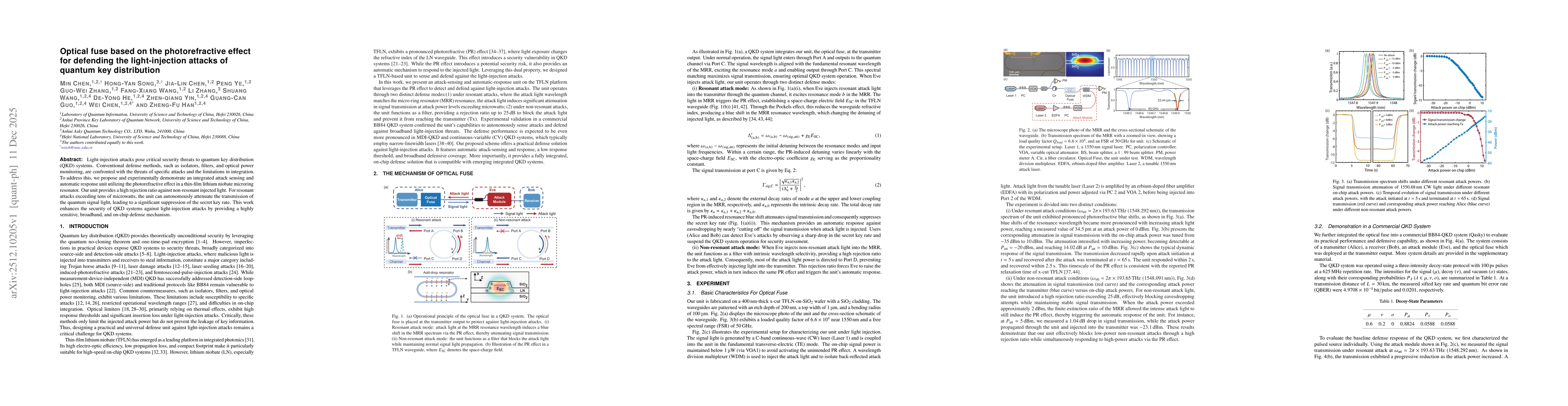 Thumbnail for Optical fuse based on the photorefractive effect for defending the light-injection attacks of quantum key distribution
