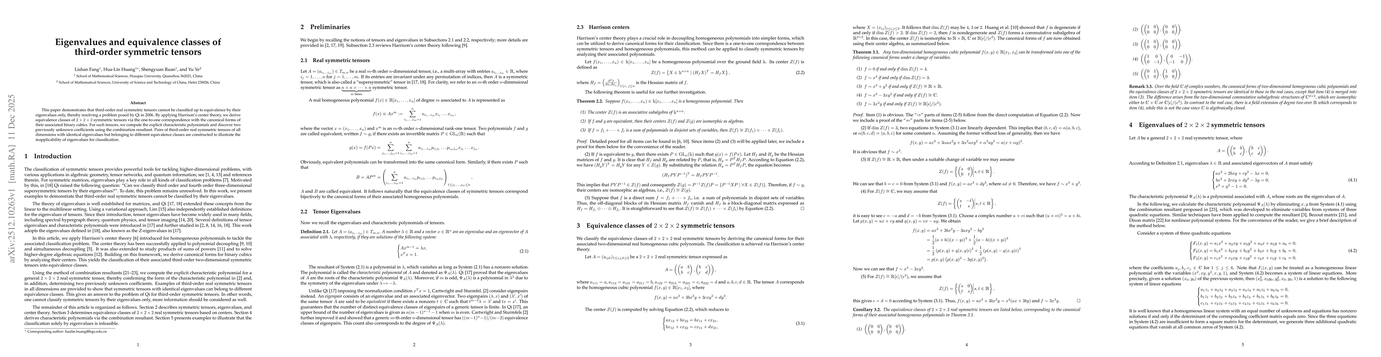 Thumbnail for Eigenvalues and equivalence classes of third-order symmetric tensors