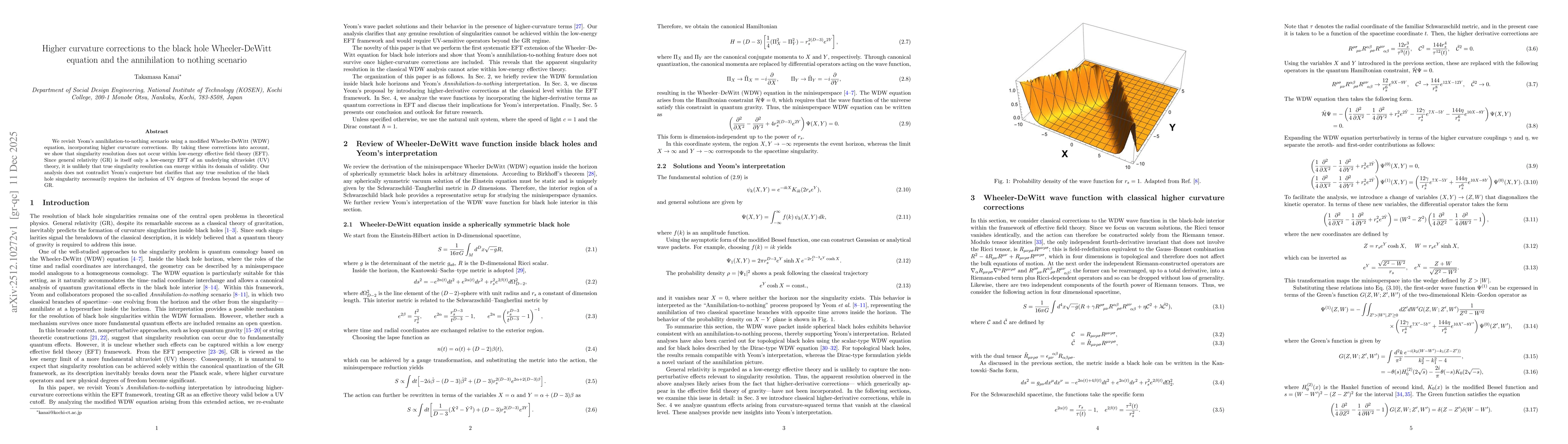 Thumbnail for Higher curvature corrections to the black hole Wheeler-DeWitt equation and the annihilation to nothing scenario