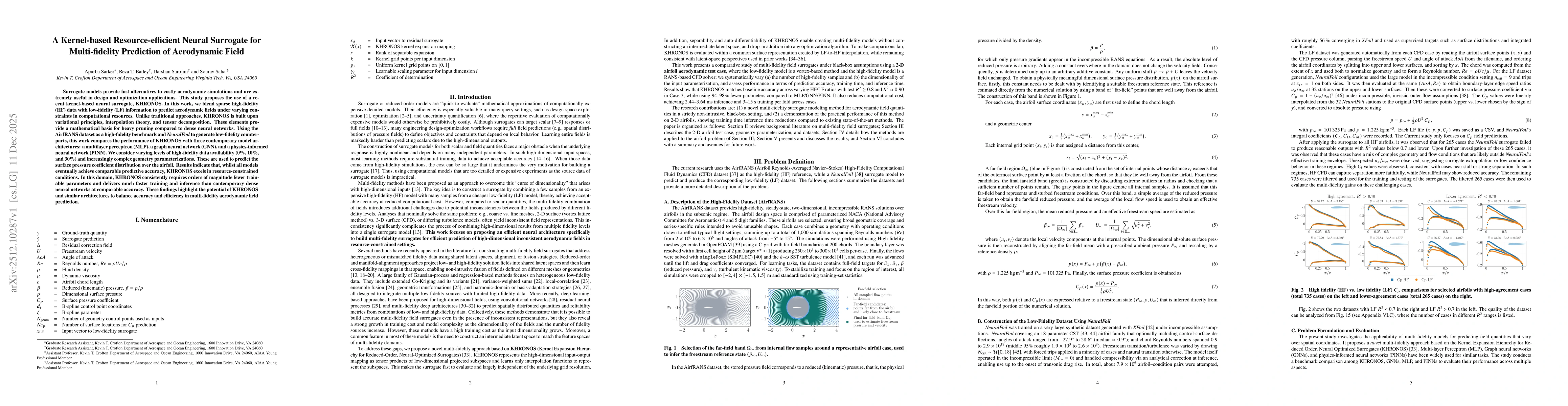 Thumbnail for A Kernel-based Resource-efficient Neural Surrogate for Multi-fidelity Prediction of Aerodynamic Field