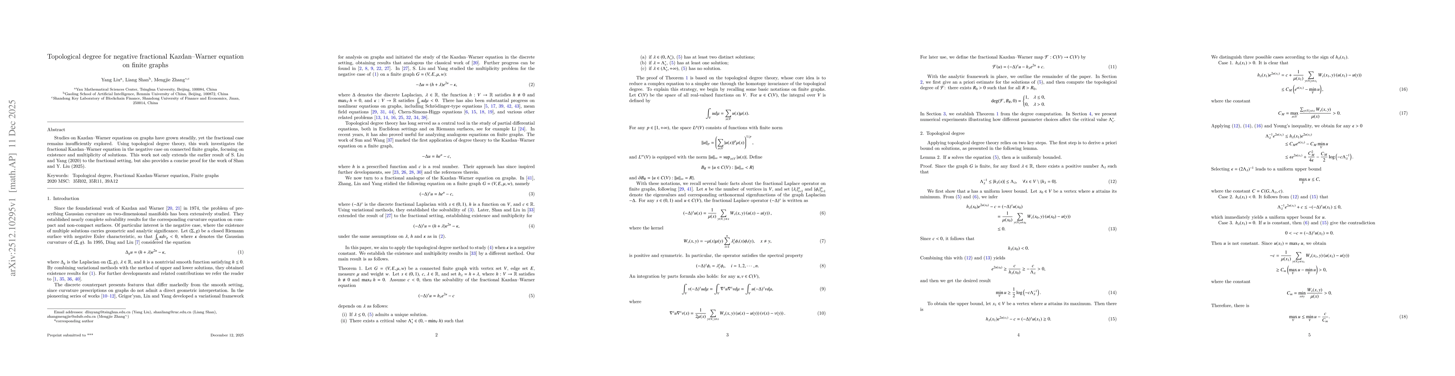 Thumbnail for Topological degree for negative fractional Kazdan--Warner equation on finite graphs