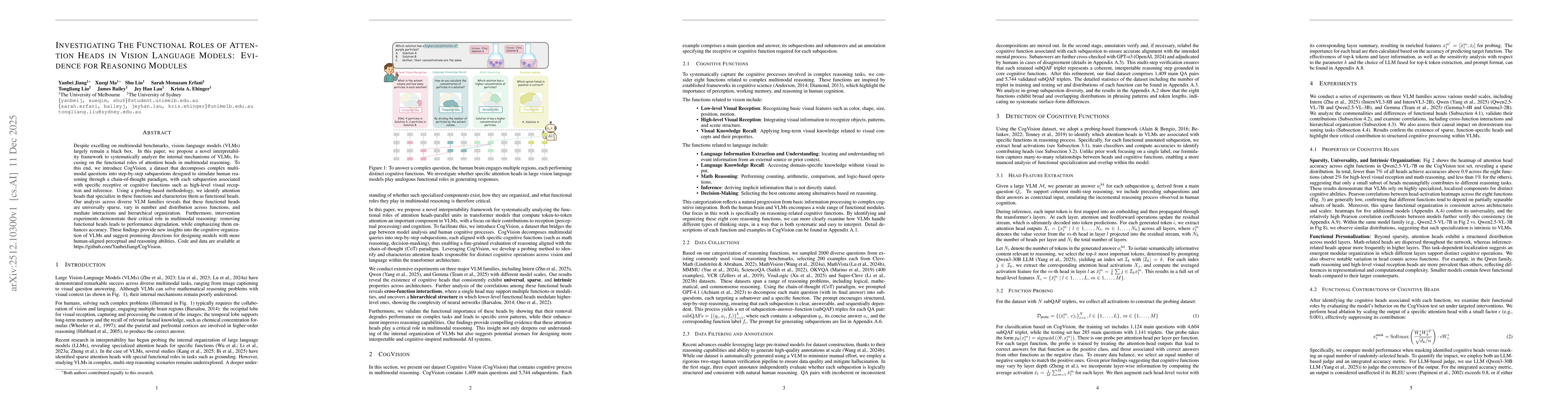 Thumbnail for Investigating The Functional Roles of Attention Heads in Vision Language Models: Evidence for Reasoning Modules