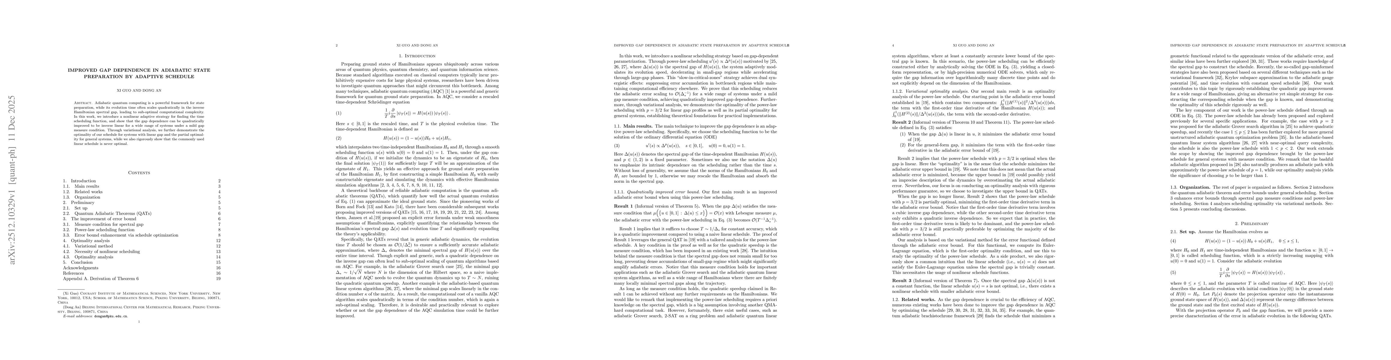 Thumbnail for Improved gap dependence in adiabatic state preparation by adaptive schedule