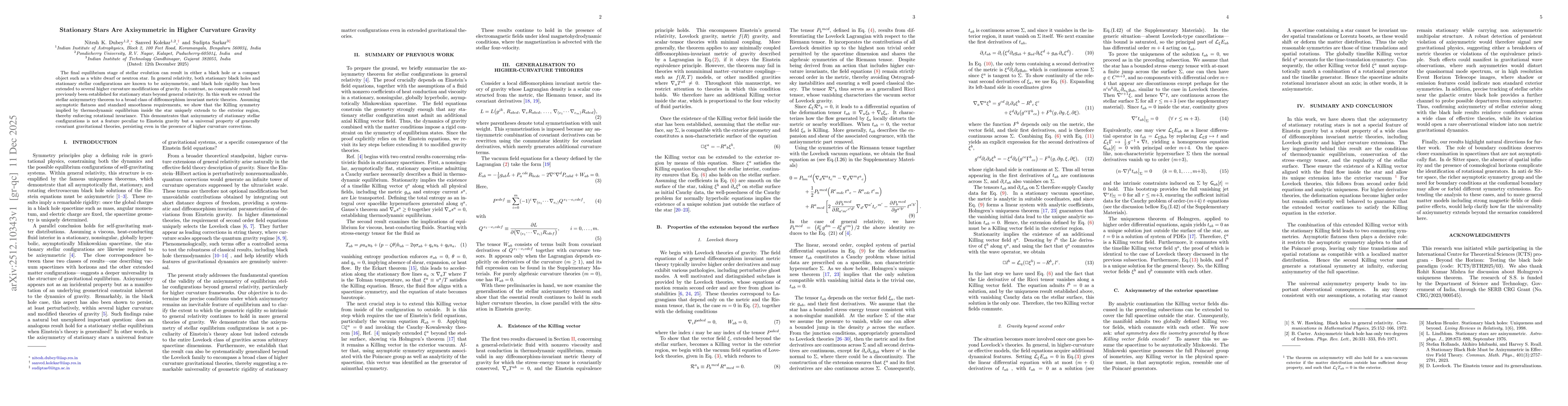 Thumbnail for Stationary Stars Are Axisymmetric in Higher Curvature Gravity