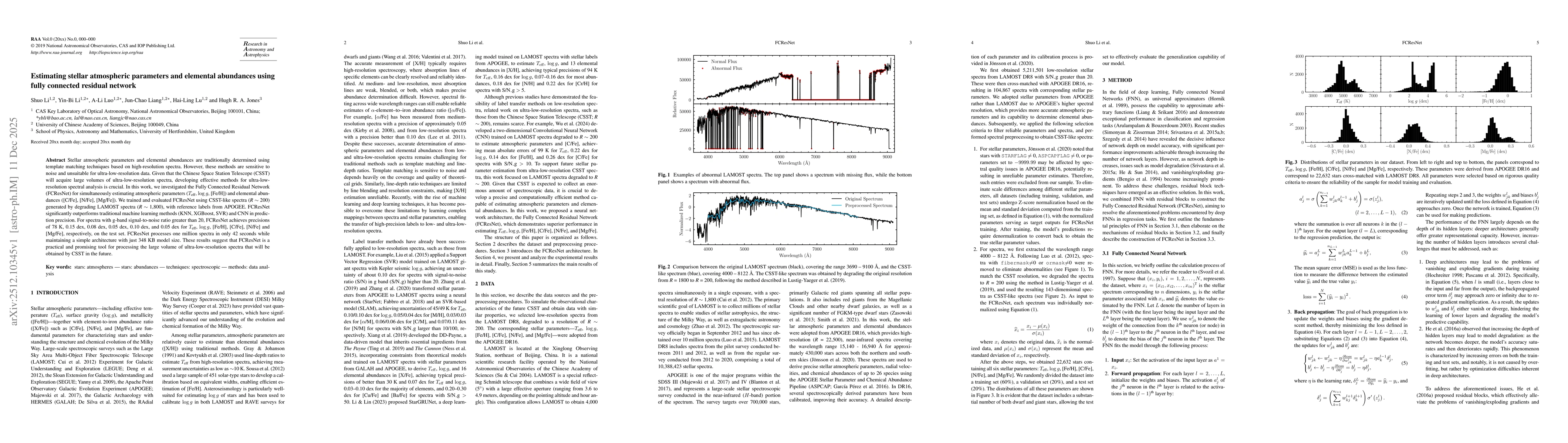 Thumbnail for Estimating stellar atmospheric parameters and elemental abundances using fully connected residual network
