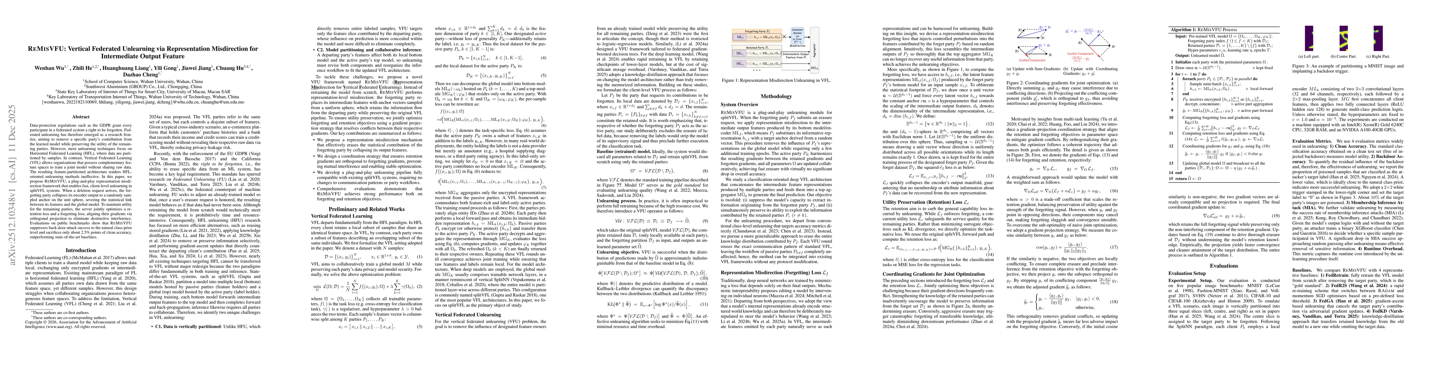 Thumbnail for REMISVFU: Vertical Federated Unlearning via Representation Misdirection for Intermediate Output Feature