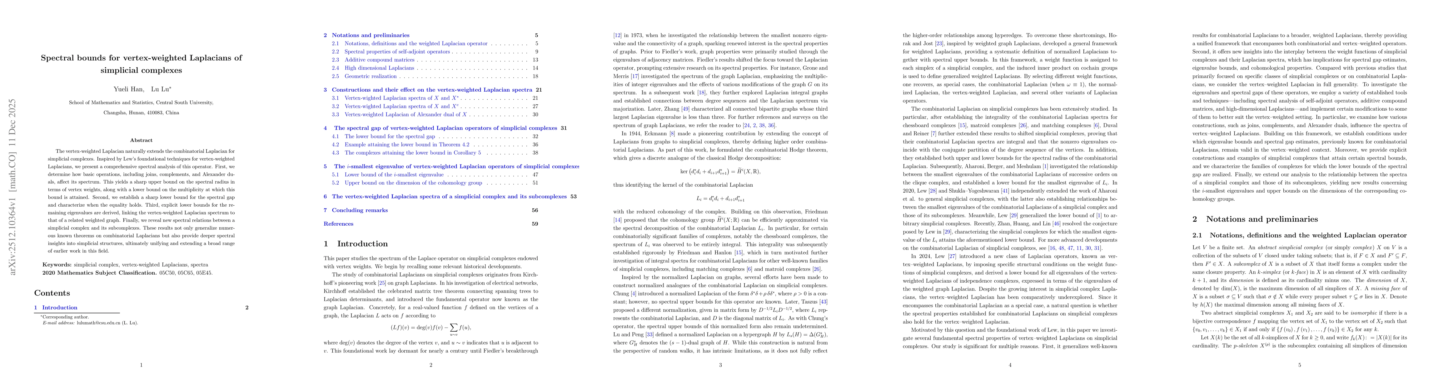 Thumbnail for Spectral bounds for vertex-weighted Laplacians of simplicial complexes