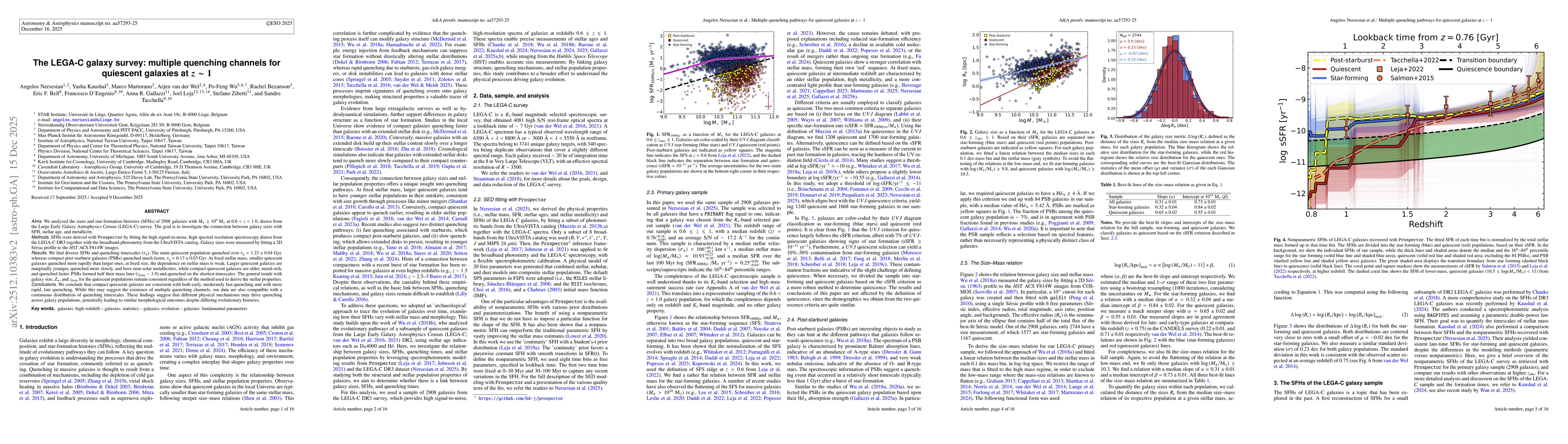 Thumbnail for The LEGA-C galaxy survey: multiple quenching channels for quiescent galaxies at $z\sim1$
