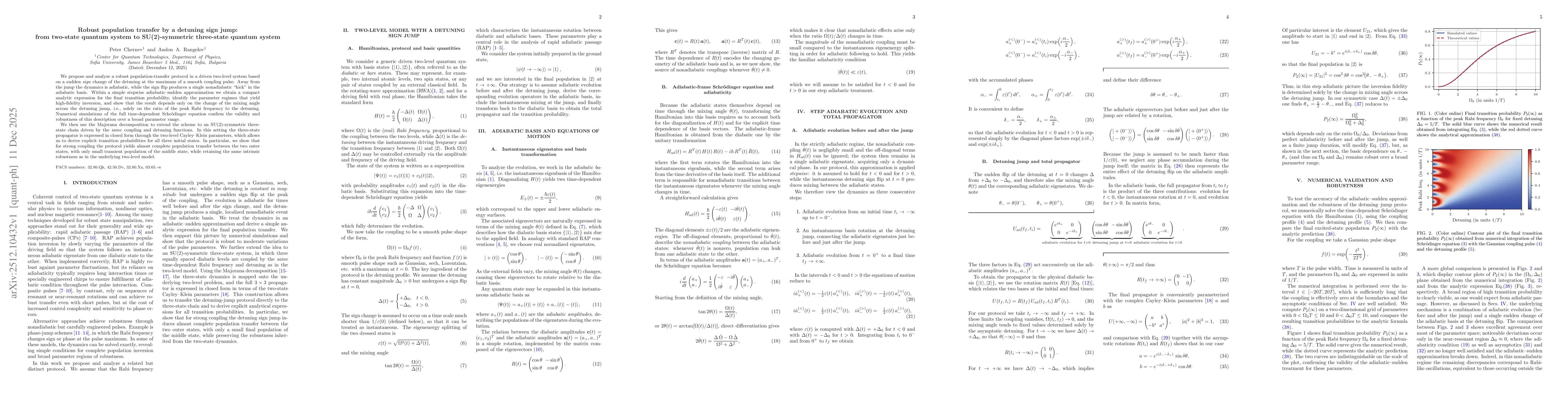 Thumbnail for Robust population transfer by a detuning sign jump: from two-state quantum system to SU(2)-symmetric three-state quantum system