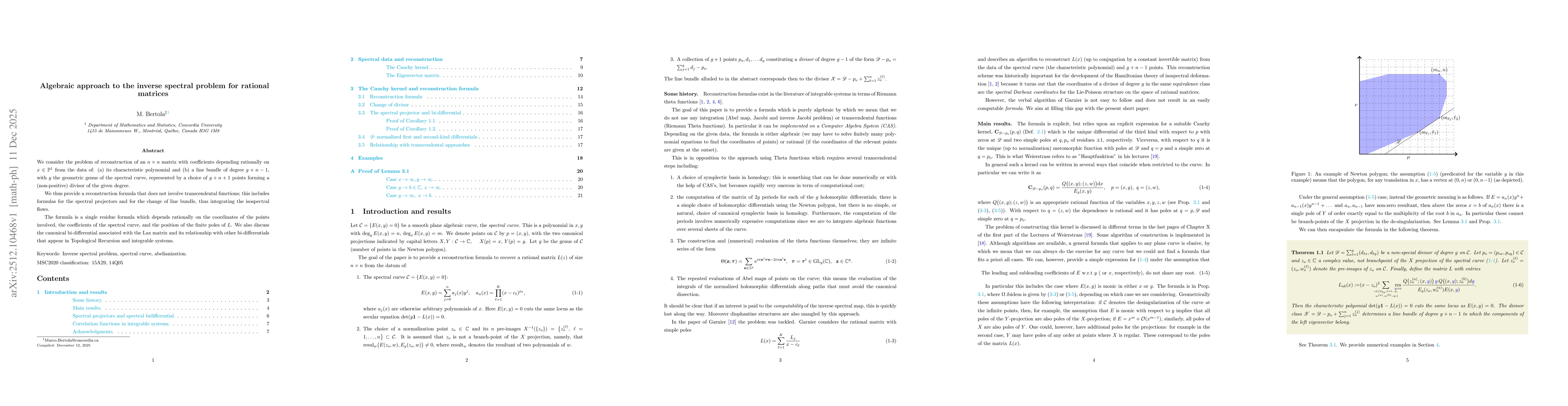 Thumbnail for Algebraic approach to the inverse spectral problem for rational matrices