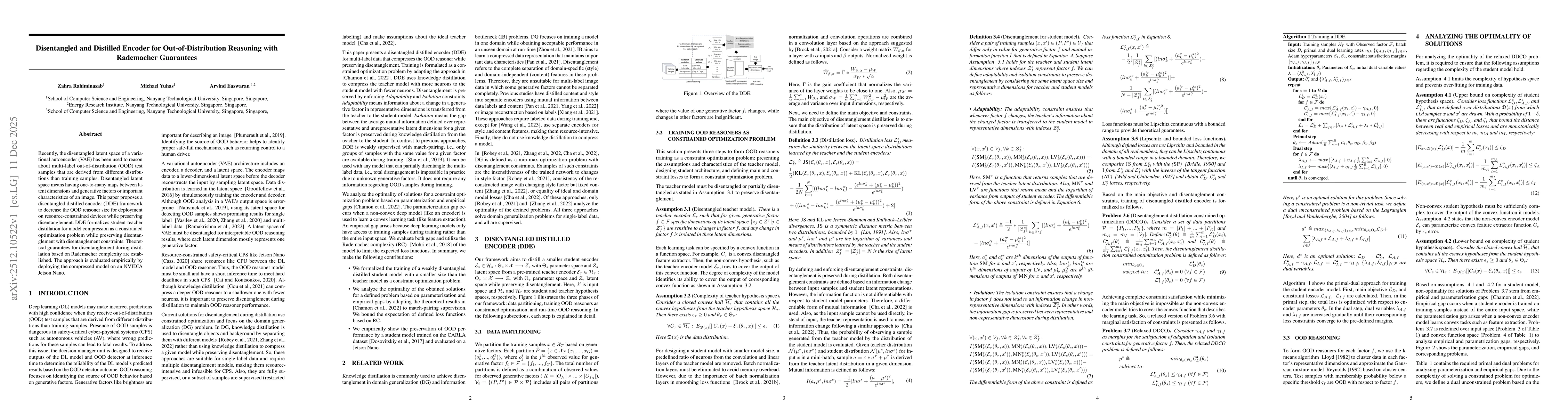 Thumbnail for Disentangled and Distilled Encoder for Out-of-Distribution Reasoning with Rademacher Guarantees