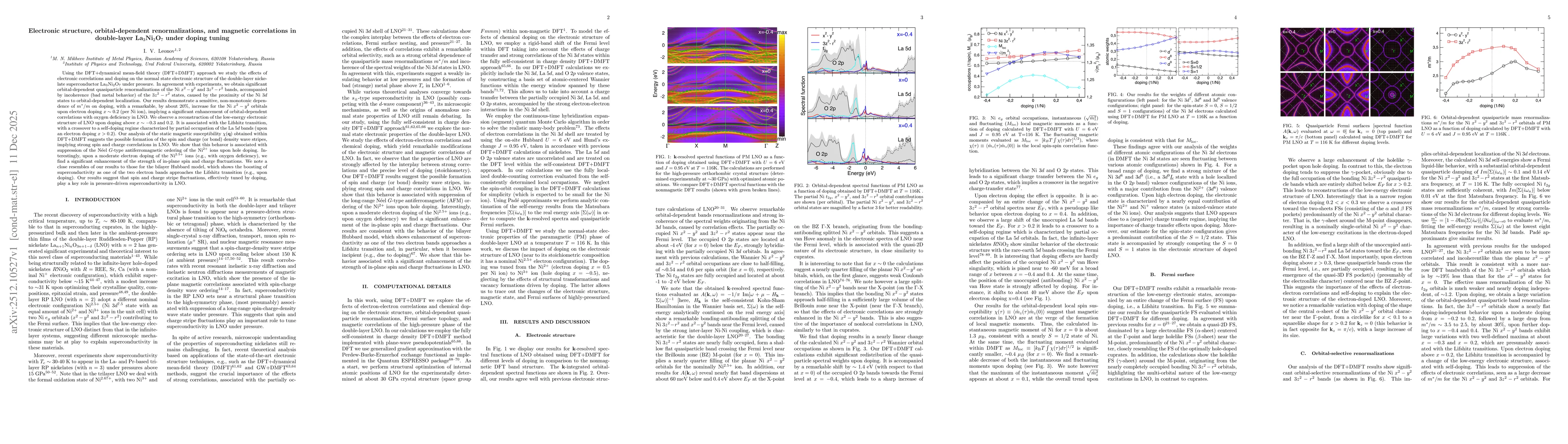 Thumbnail for Electronic structure, orbital-dependent renormalizations, and magnetic correlations in double-layer La$_3$Ni$_2$O$_7$ under doping tuning