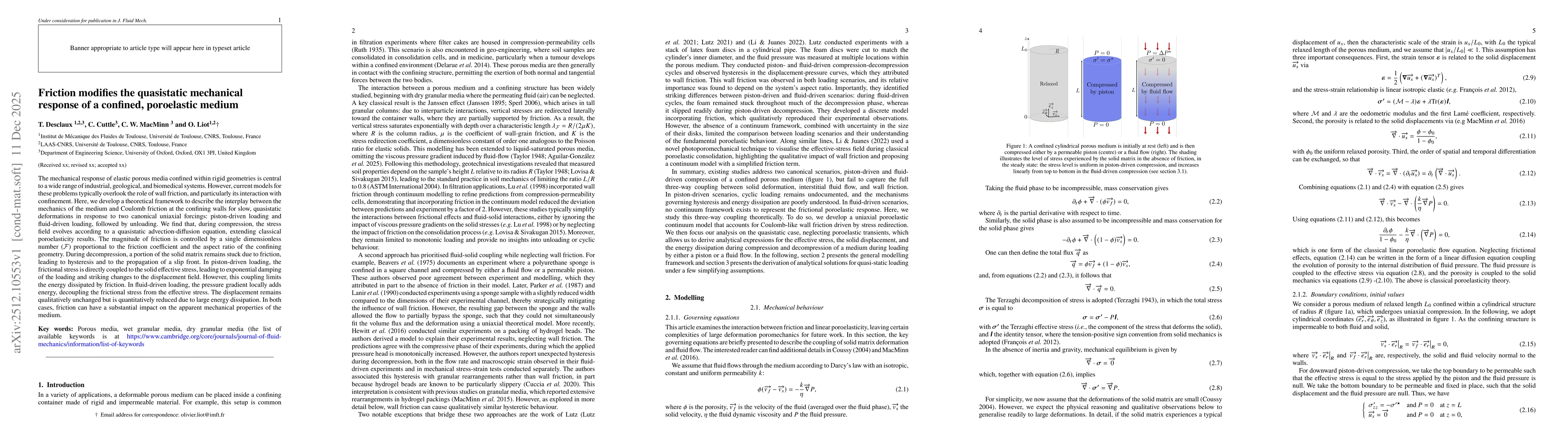 Thumbnail for Friction modifies the quasistatic mechanical response of a confined, poroelastic medium
