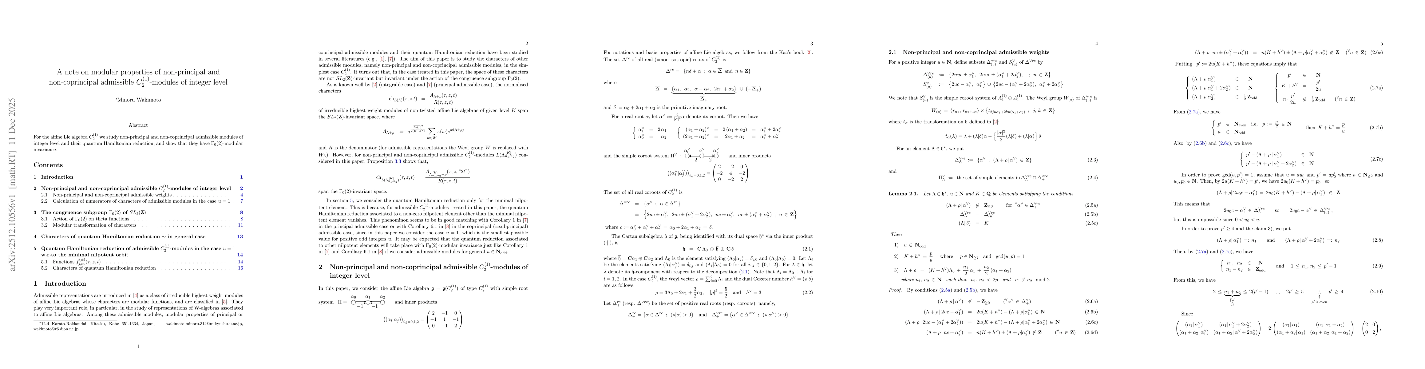 Thumbnail for A note on modular properties of non-principal and non-coprincipal admissible $C^{(1)}_2$-modules of integer level