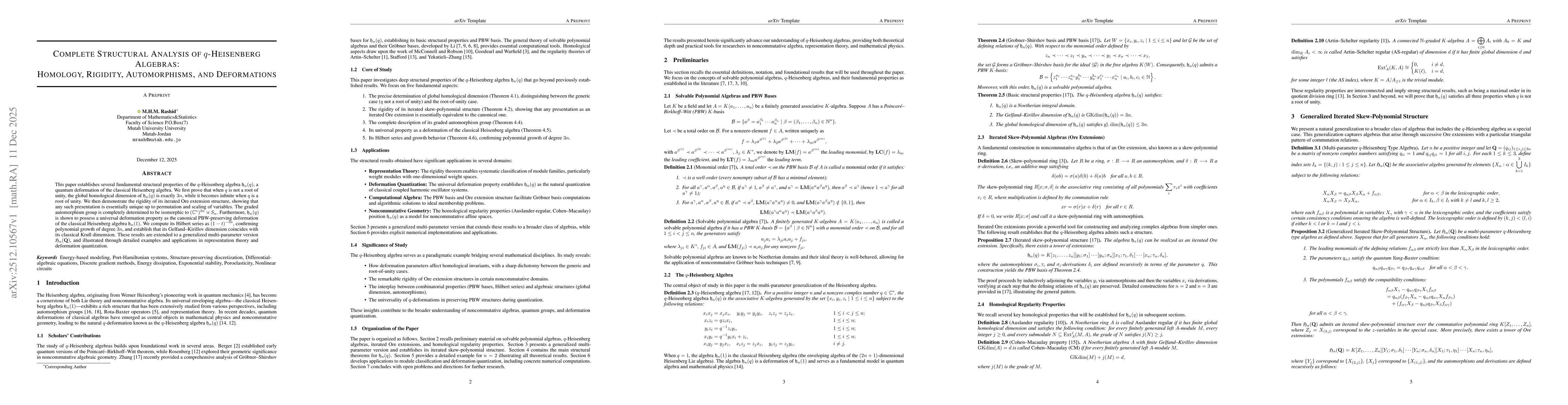 Thumbnail for Complete Structural Analysis of $q$-Heisenberg Algebras: Homology, Rigidity, Automorphisms, and Deformations