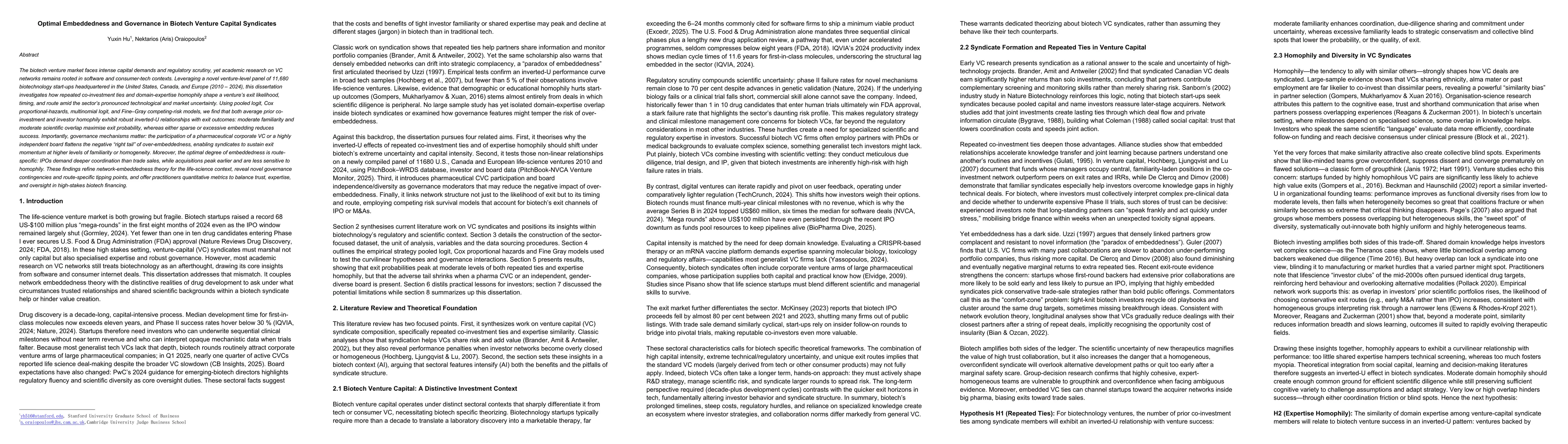 Thumbnail for Optimal Embeddedness and Governance in Biotech Venture Capital Syndicates