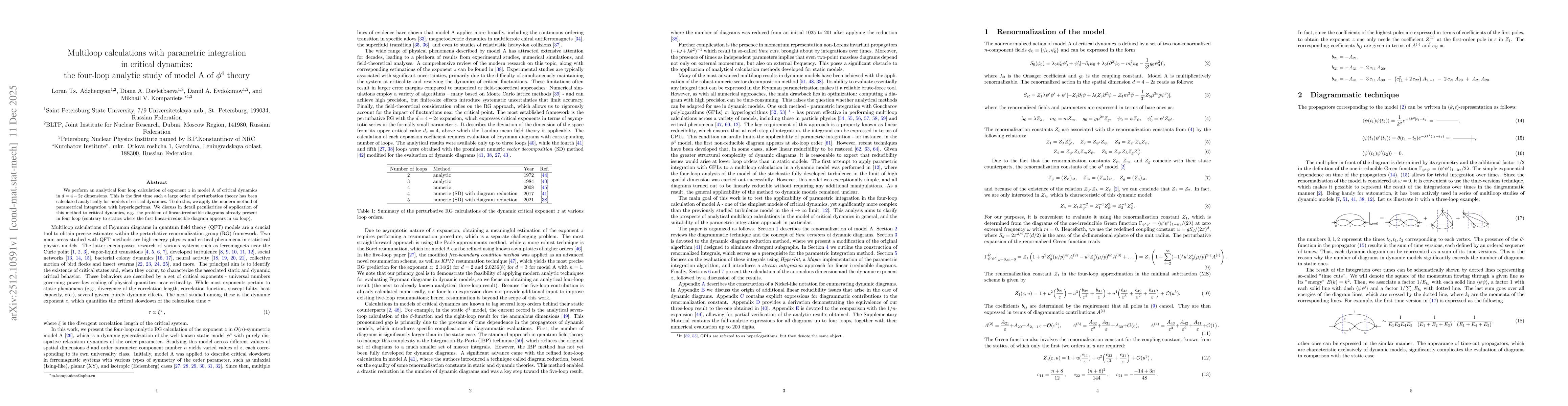 Thumbnail for Multiloop calculations with parametric integration in critical dynamics: the four-loop analytic study of model A of $φ^4$ theory