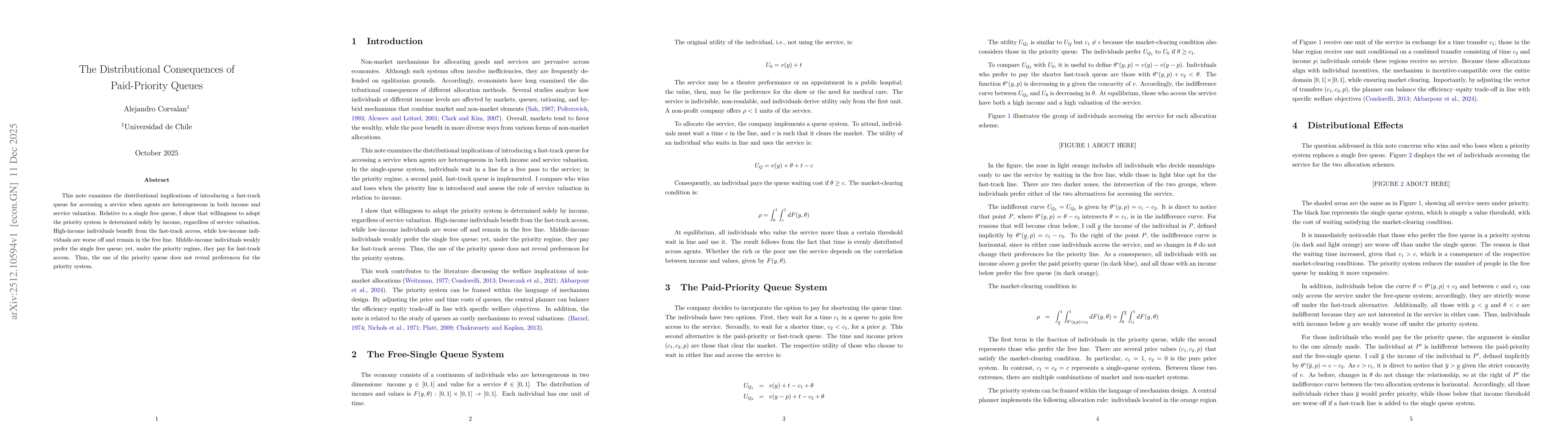 Thumbnail for The Distributional Consequences of Paid-Priority Queues