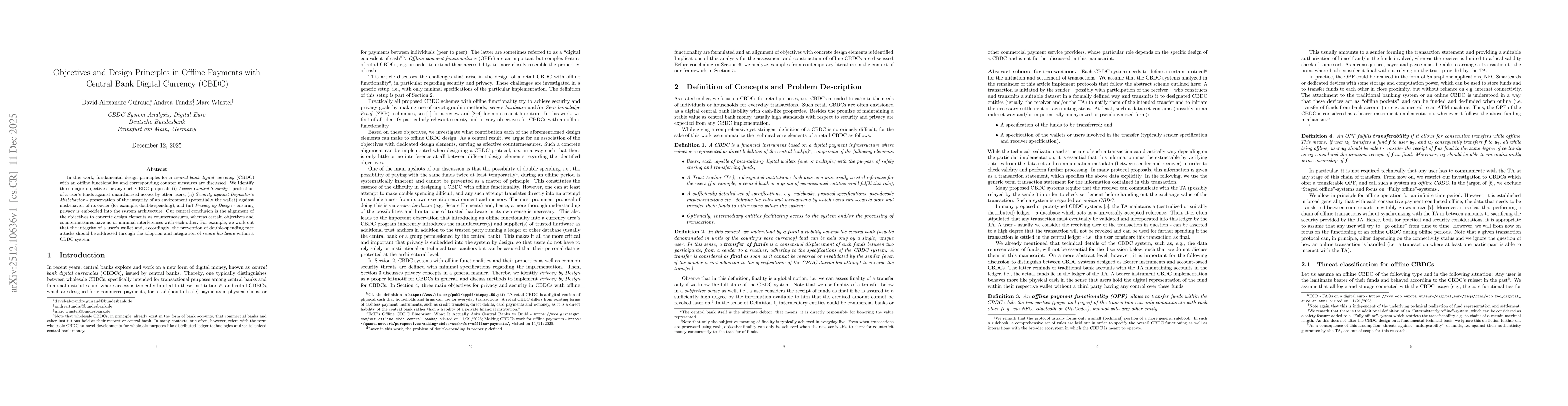 Thumbnail for Objectives and Design Principles in Offline Payments with Central Bank Digital Currency (CBDC)