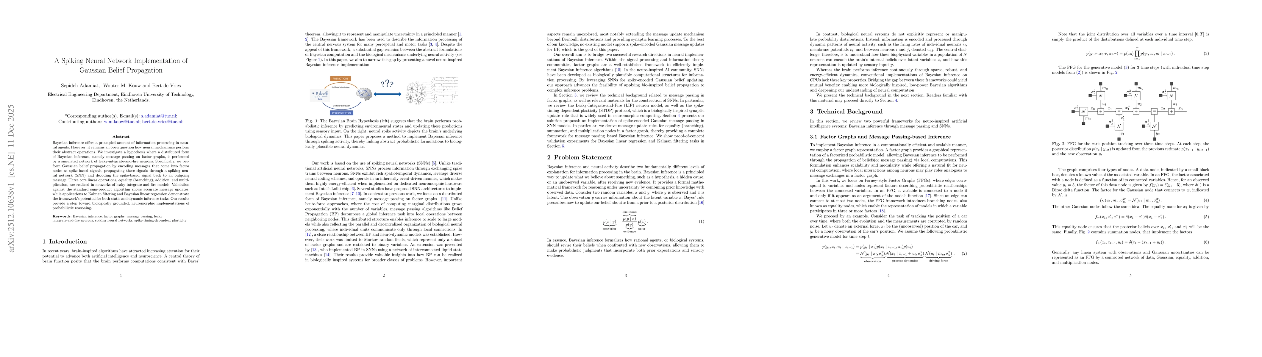 Thumbnail for A Spiking Neural Network Implementation of Gaussian Belief Propagation
