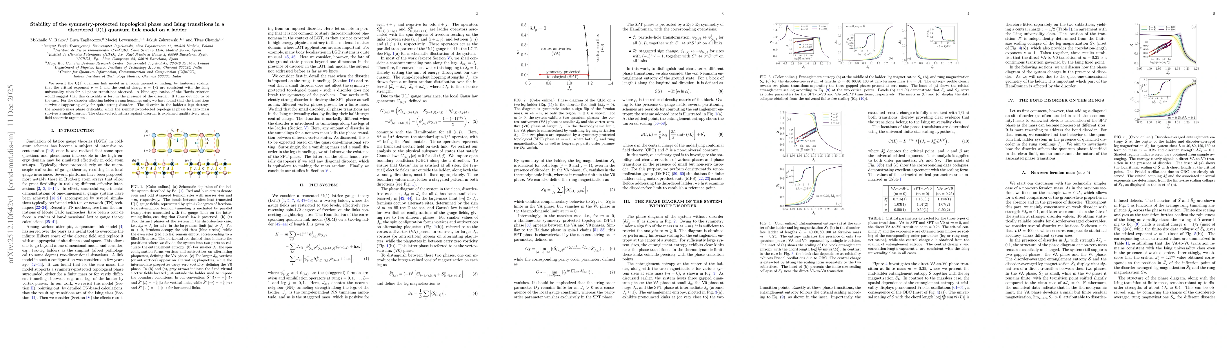 Thumbnail for Stability of the symmetry-protected topological phase and Ising transitions in a disordered U(1) quantum link model on a ladder