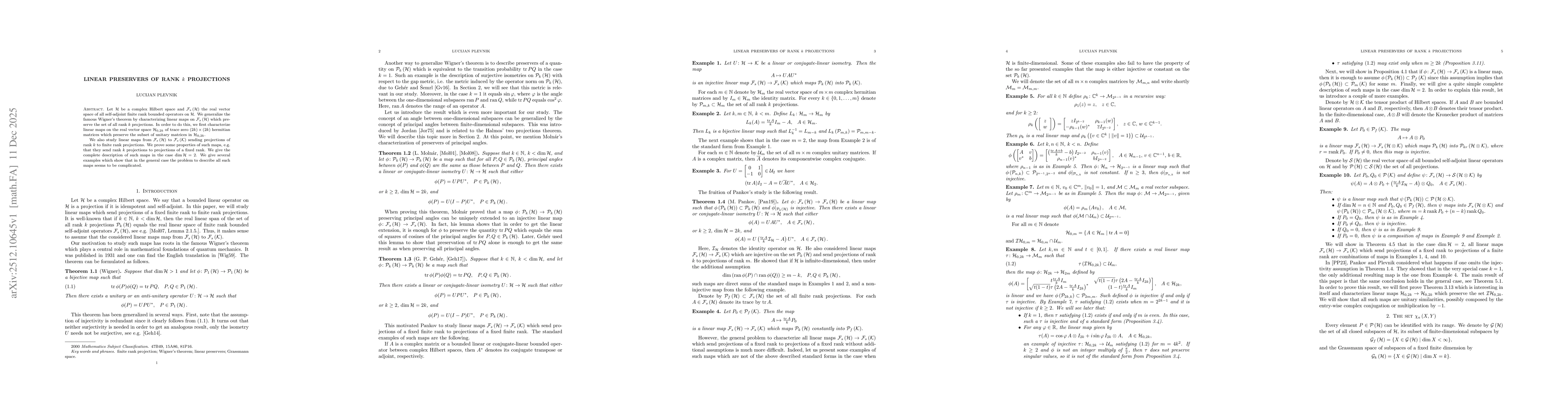 Thumbnail for Linear preservers of rank k projections