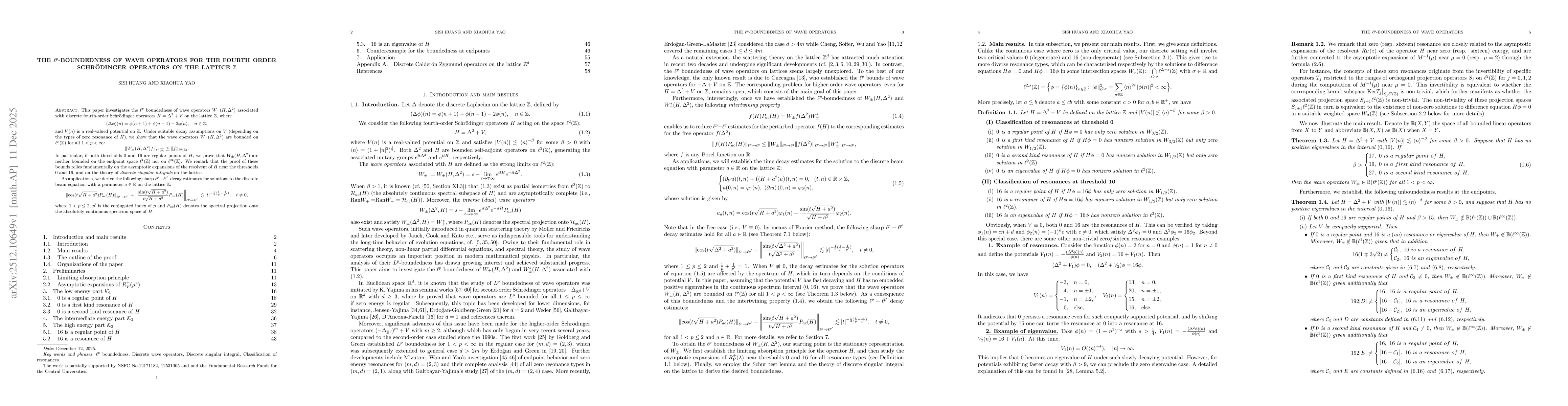 Thumbnail for The $\ell^p$-boundedness of wave operators for the fourth order Schrödinger operators on the lattice $\mathbb{Z}$