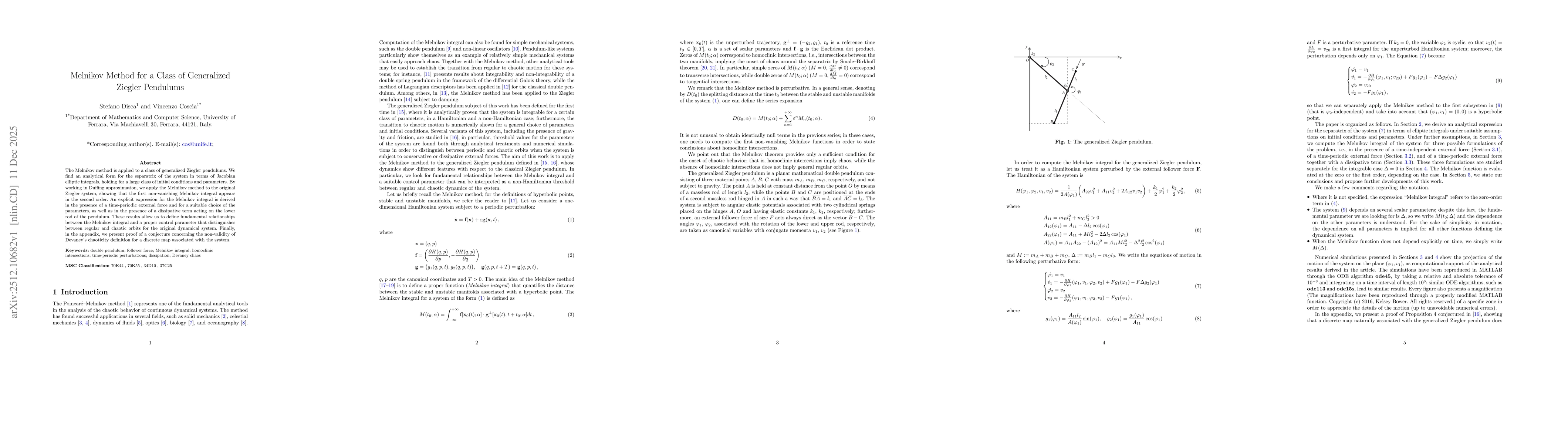 Thumbnail for Melnikov Method for a Class of Generalized Ziegler Pendulums