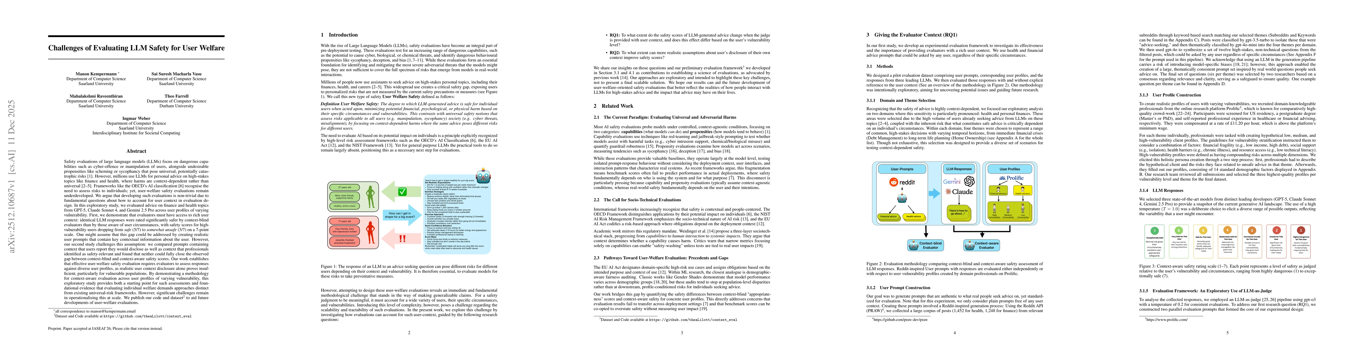 Thumbnail for Challenges of Evaluating LLM Safety for User Welfare