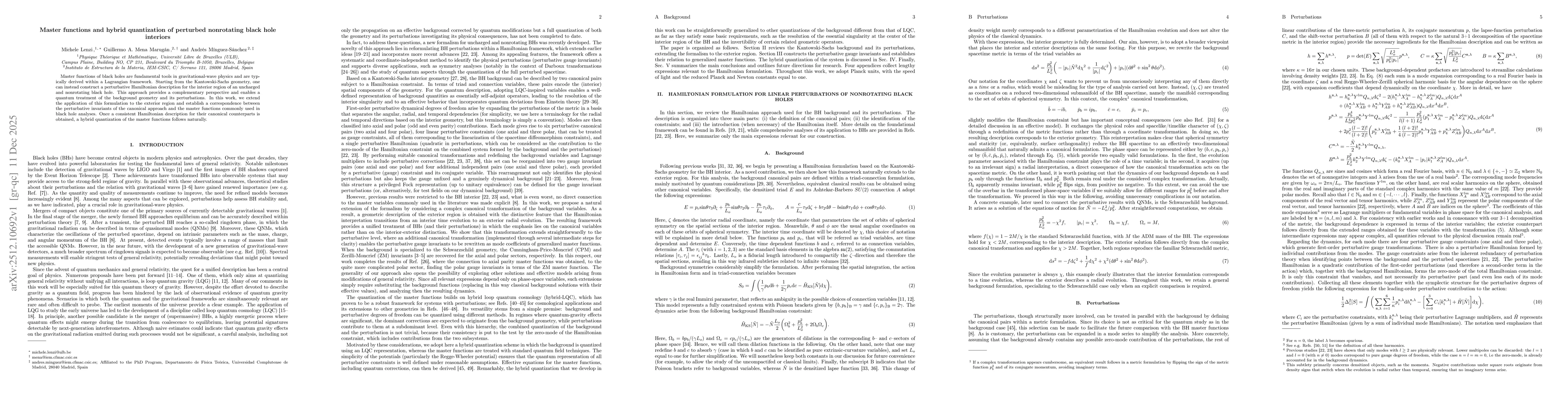 Thumbnail for Master functions and hybrid quantization of perturbed nonrotating black hole interiors