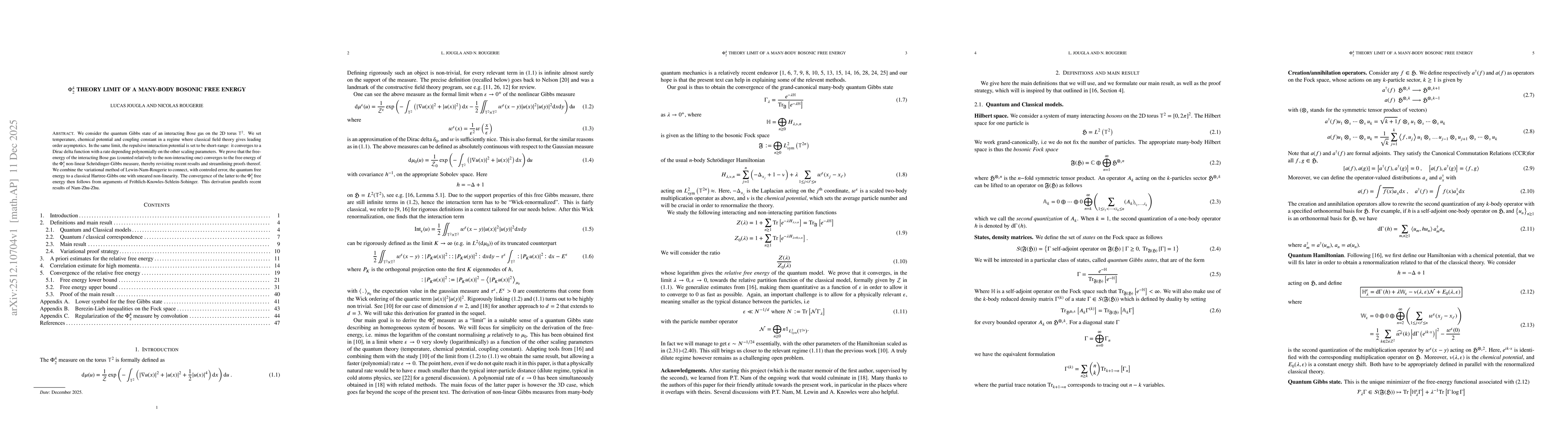 Thumbnail for $Φ^4\_2$ theory limit of a many-body bosonic free energy