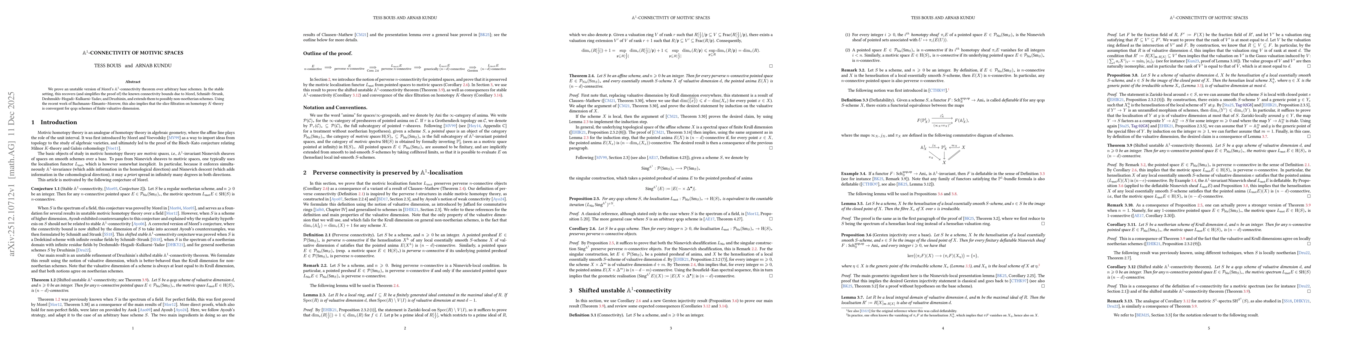Thumbnail for $\mathbb{A}^1$-connectivity of motivic spaces