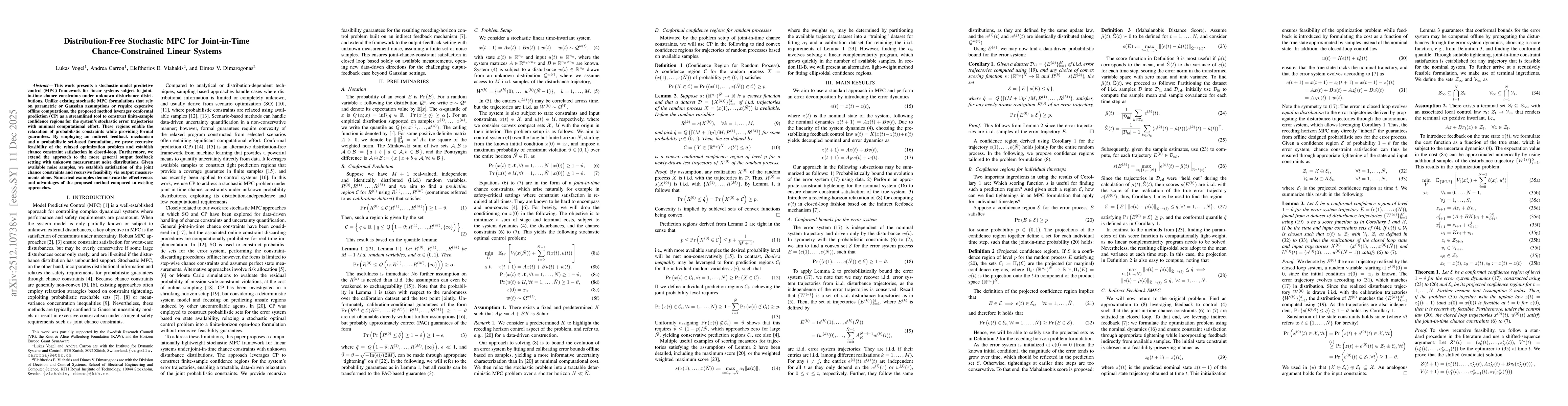 Thumbnail for Distribution-Free Stochastic MPC for Joint-in-Time Chance-Constrained Linear Systems